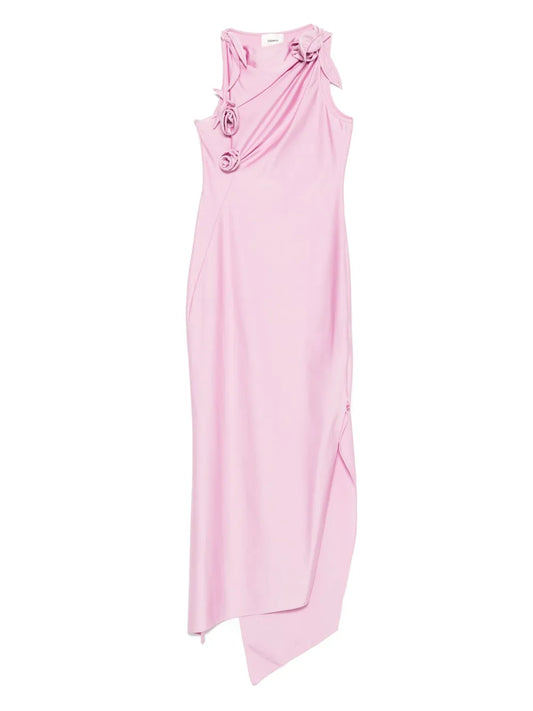 Asymmetric Flower Maxi Dress