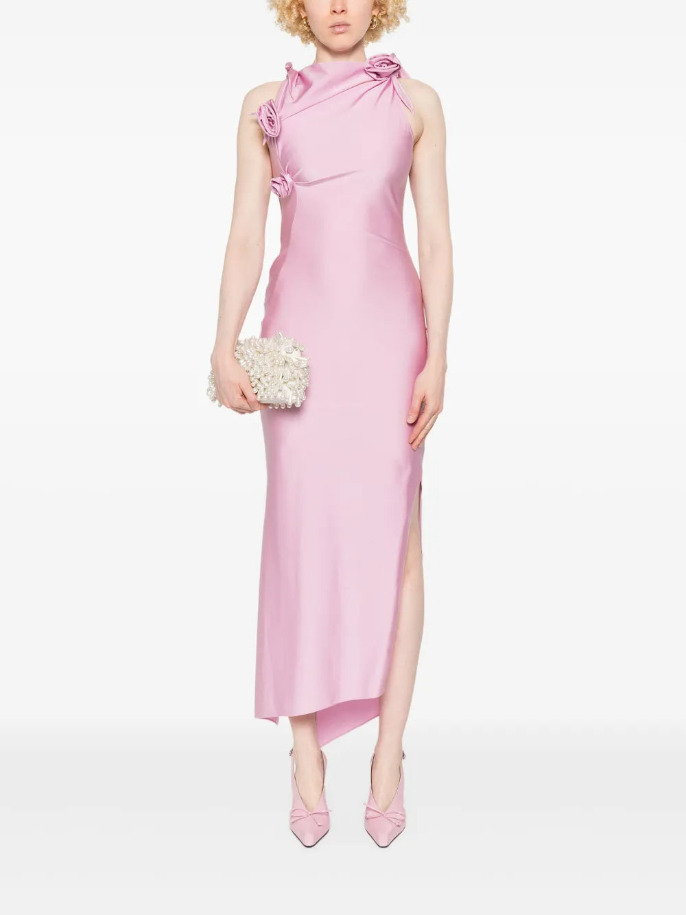Asymmetric Flower Maxi Dress