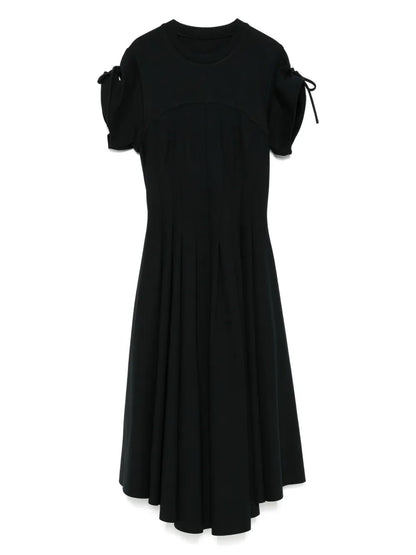 Pleat-Detail Midi Dress