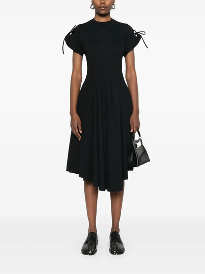 Pleat-Detail Midi Dress