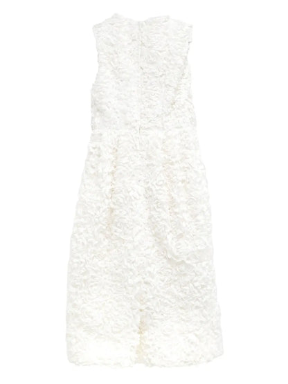 Floral-Appliqué Midi Dress