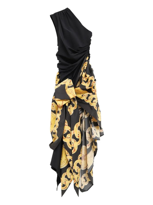 Draped One-Shoulder Dress