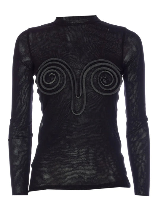 Spiral-Detail Long-Sleeve Top