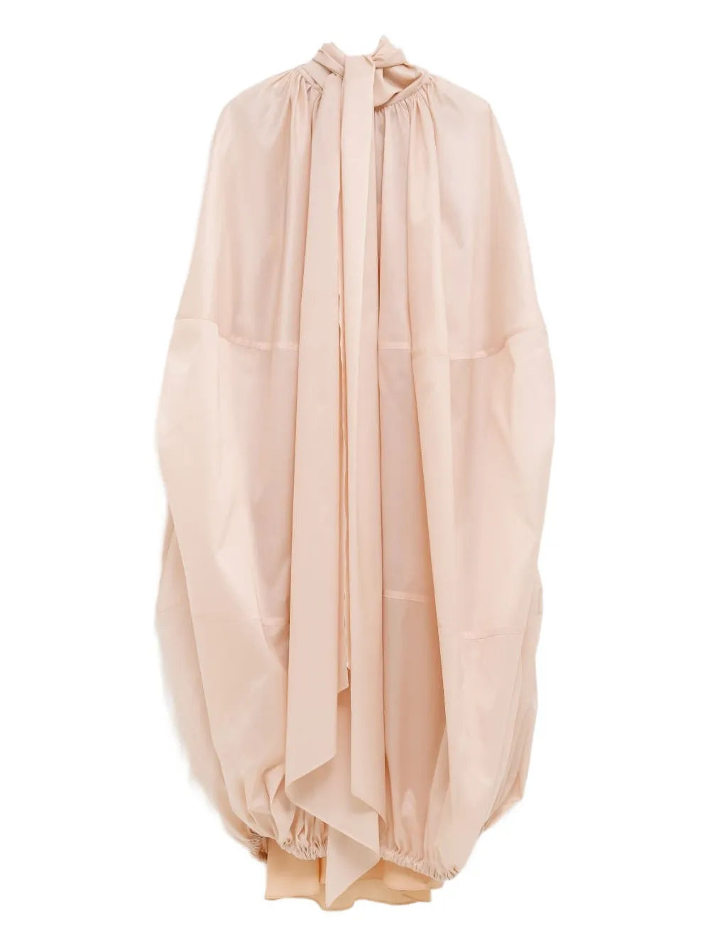 Gathered-Detail Cape Dress