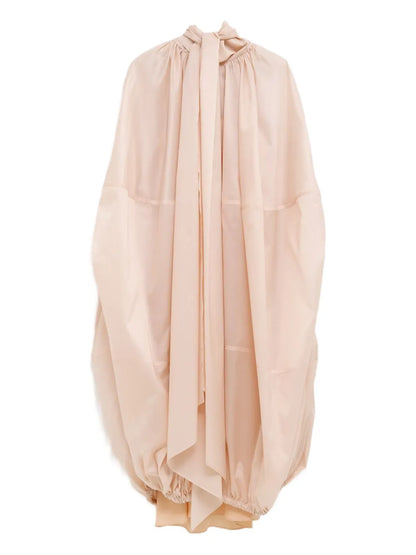 Gathered-Detail Cape Dress