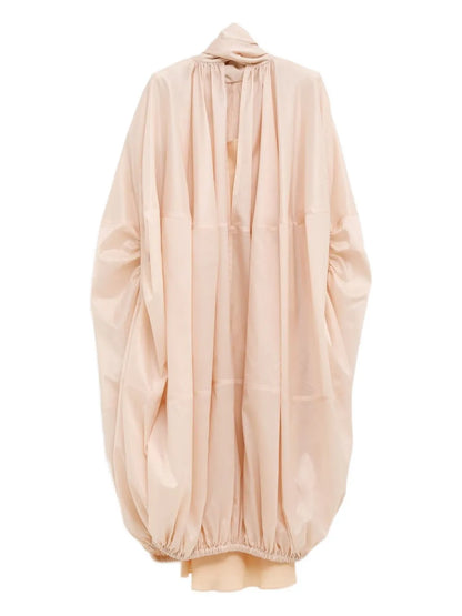 Gathered-Detail Cape Dress