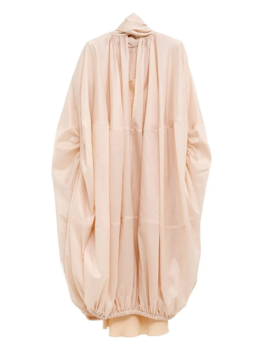 Gathered-Detail Cape Dress