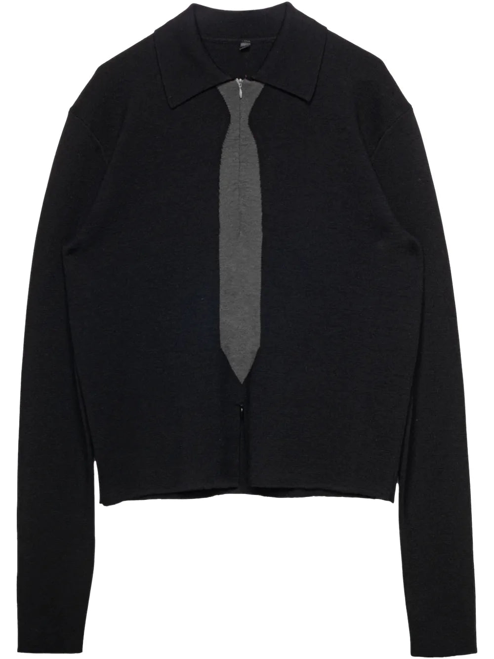Tie-Detail Collared Cardigan