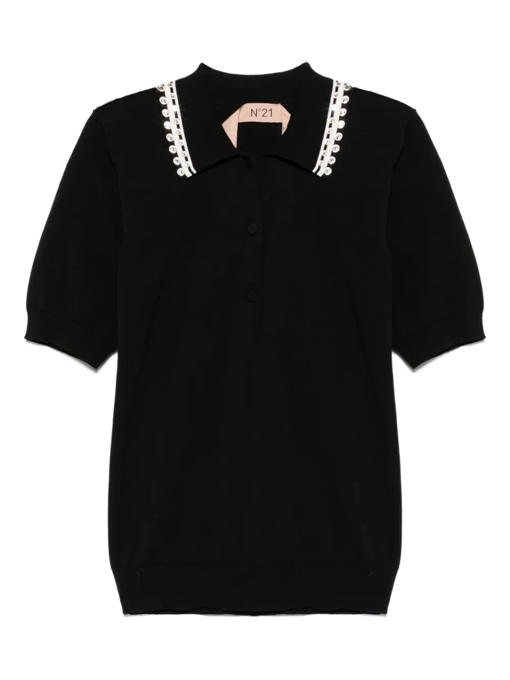 Crystal-Embellished Polo Top