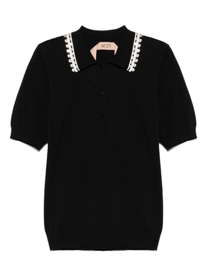 Crystal-Embellished Polo Top