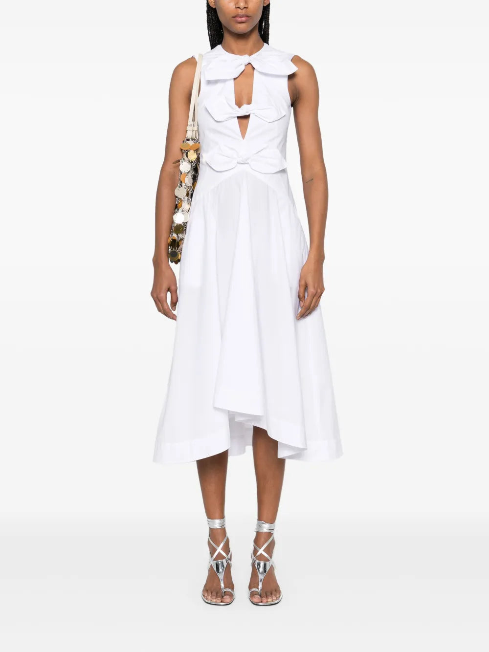 Bow-Embellished Midi Dress