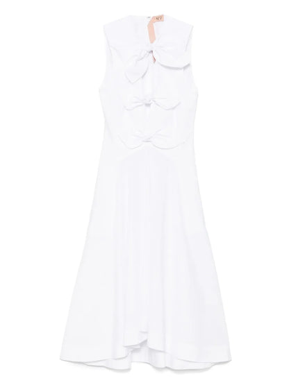 Bow-Embellished Midi Dress