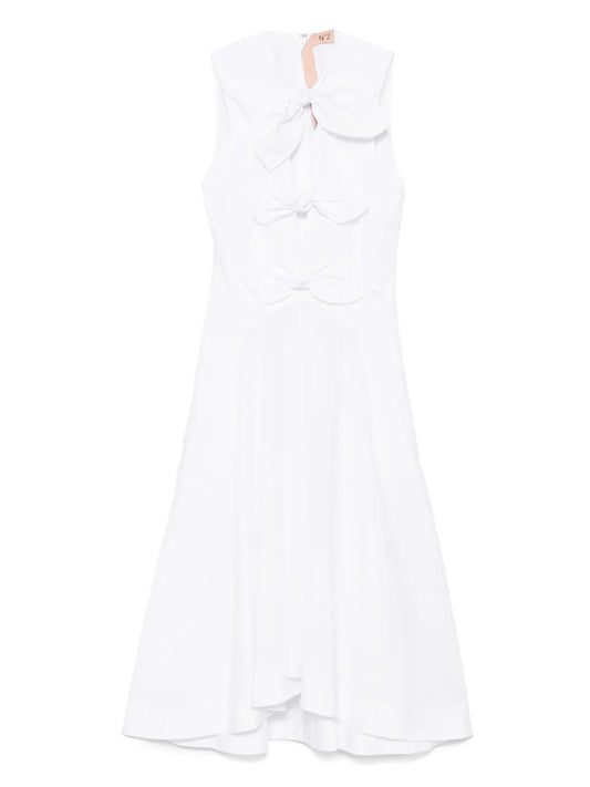 Bow-Embellished Midi Dress