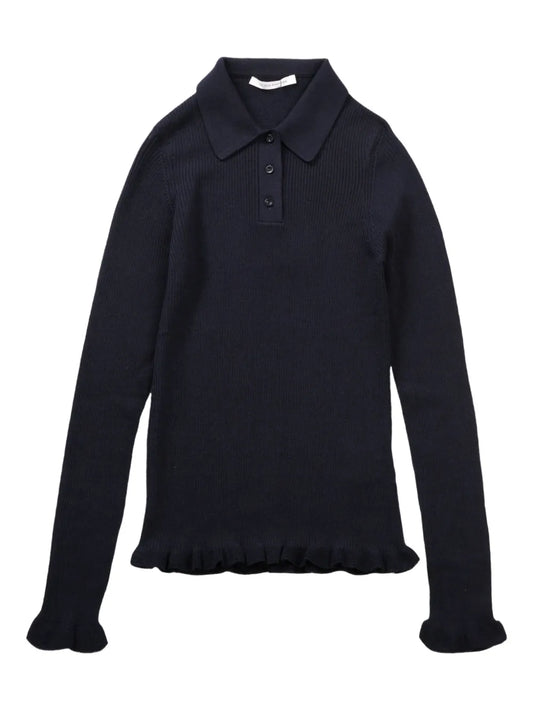 Ruffled-Hem Polo Top