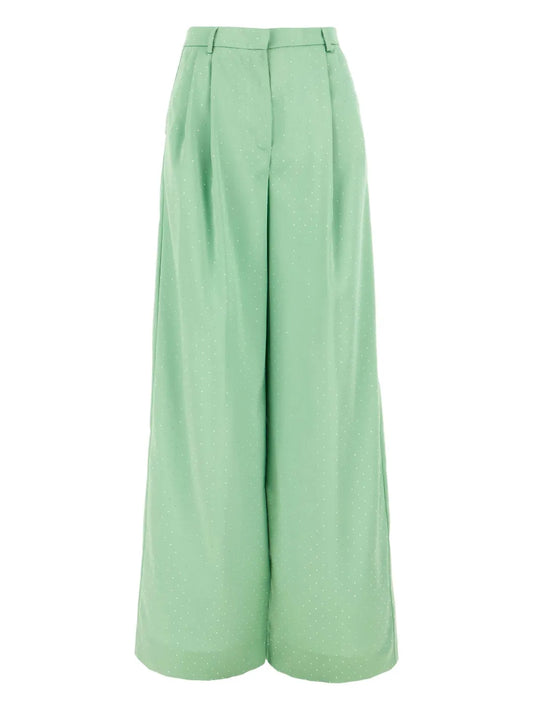 Crystal-Embellished Wide-Leg Trousers