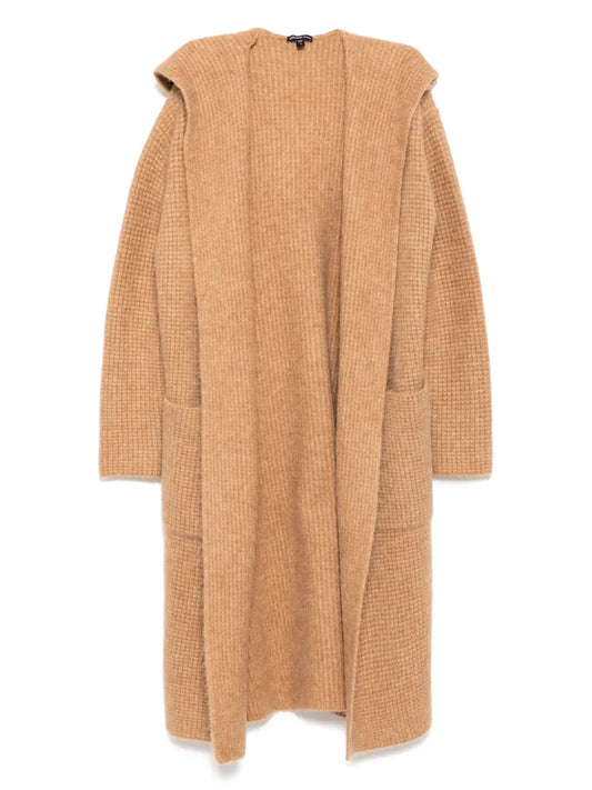 Chunky Waffle-Knit Hooded Coat
