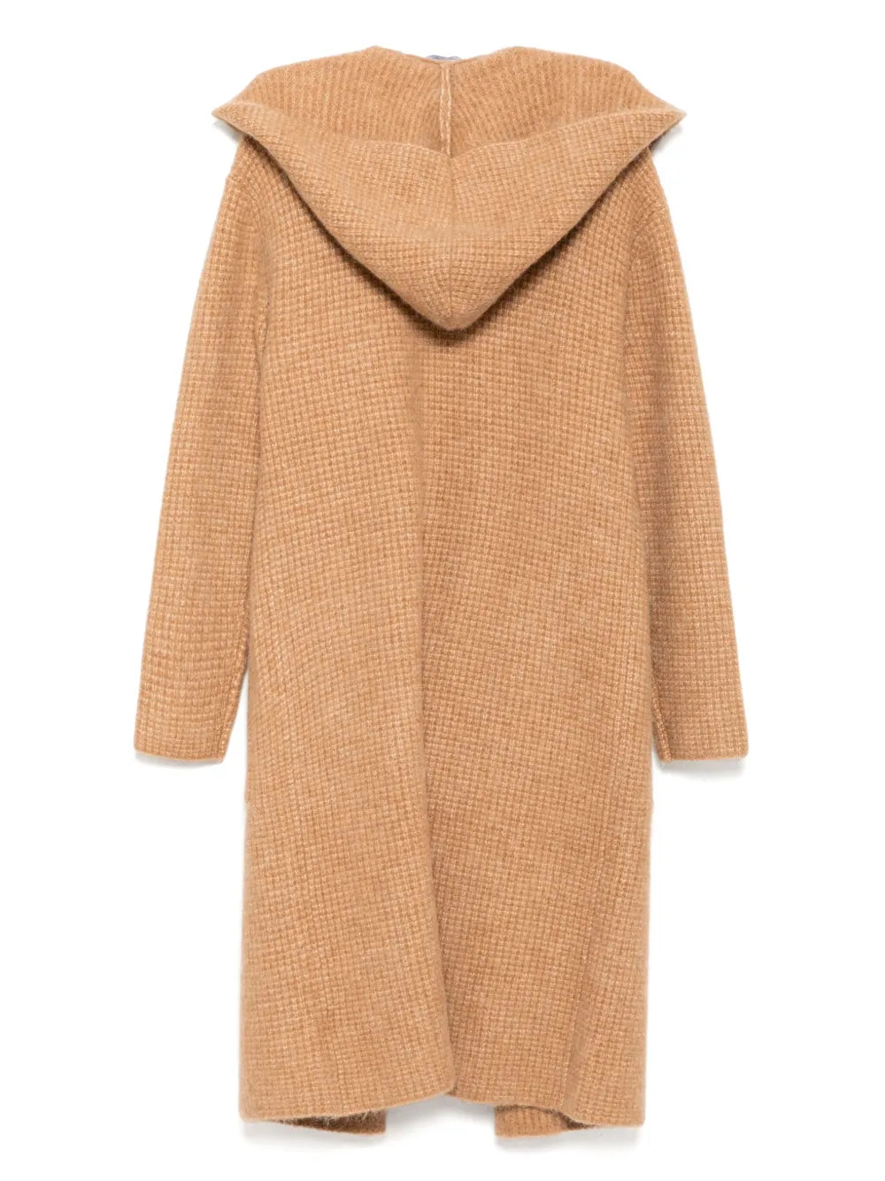 Chunky Waffle-Knit Hooded Coat