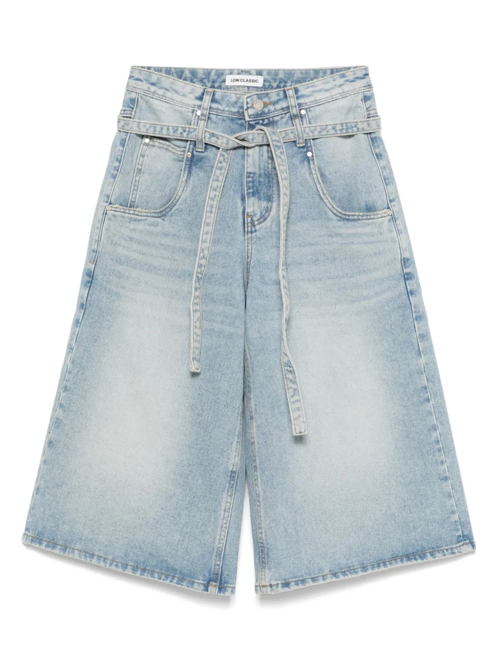 Belted Denim Shorts