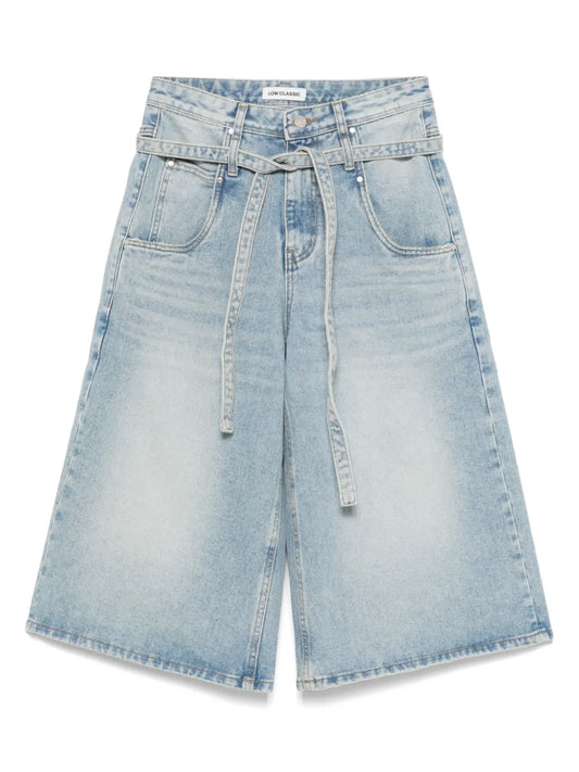Belted Denim Shorts