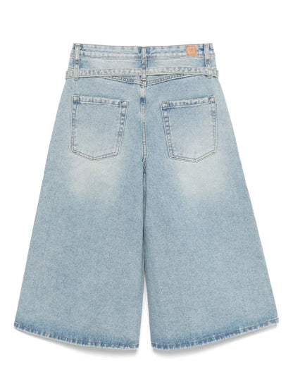Belted Denim Shorts