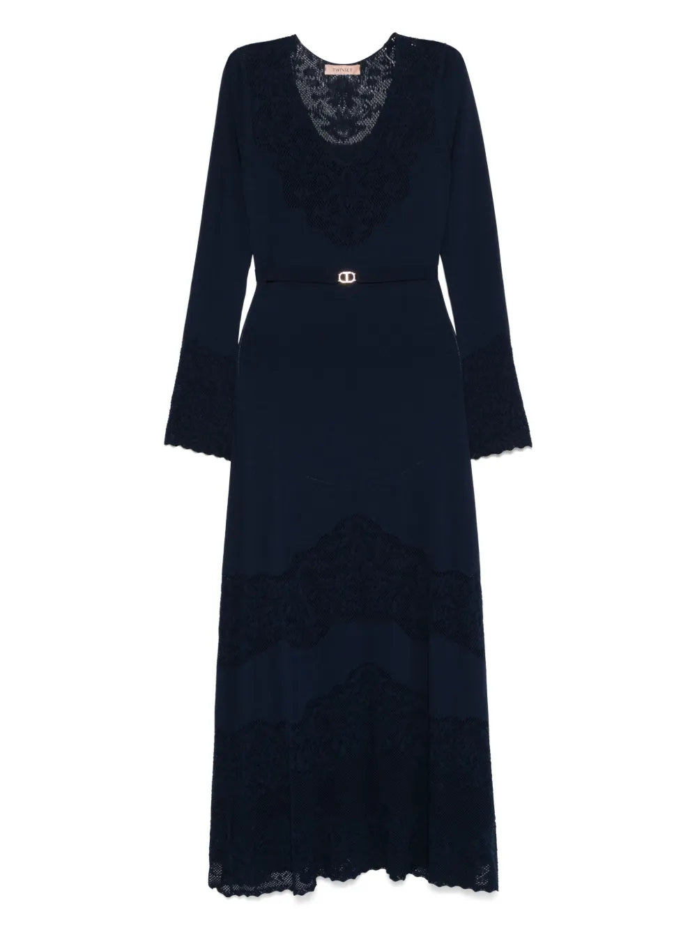 Openwork-Knit Midi Dress
