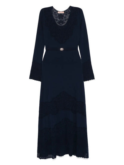 Openwork-Knit Midi Dress