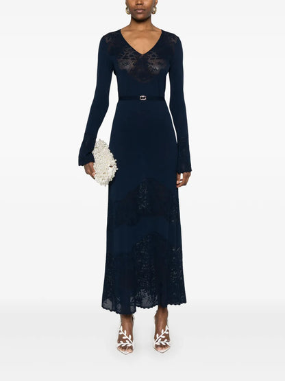 Openwork-Knit Midi Dress