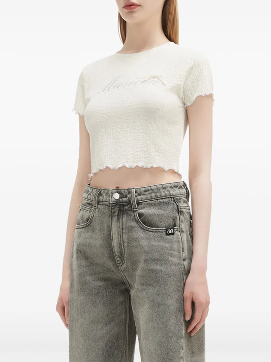 Logo-Embroidered Crop Top