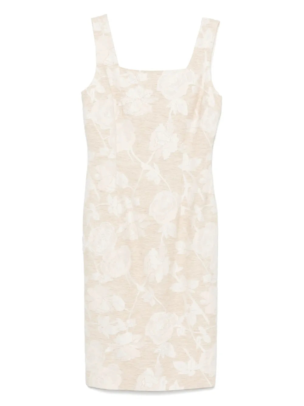 Floral-Jacquard Midi Dress