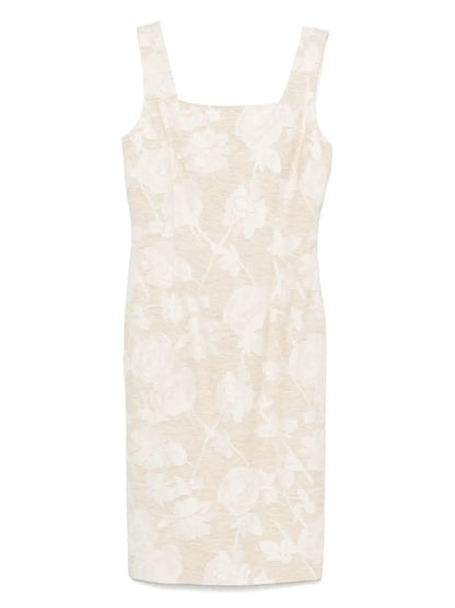 Floral-Jacquard Midi Dress