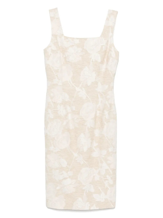 Floral-Jacquard Midi Dress