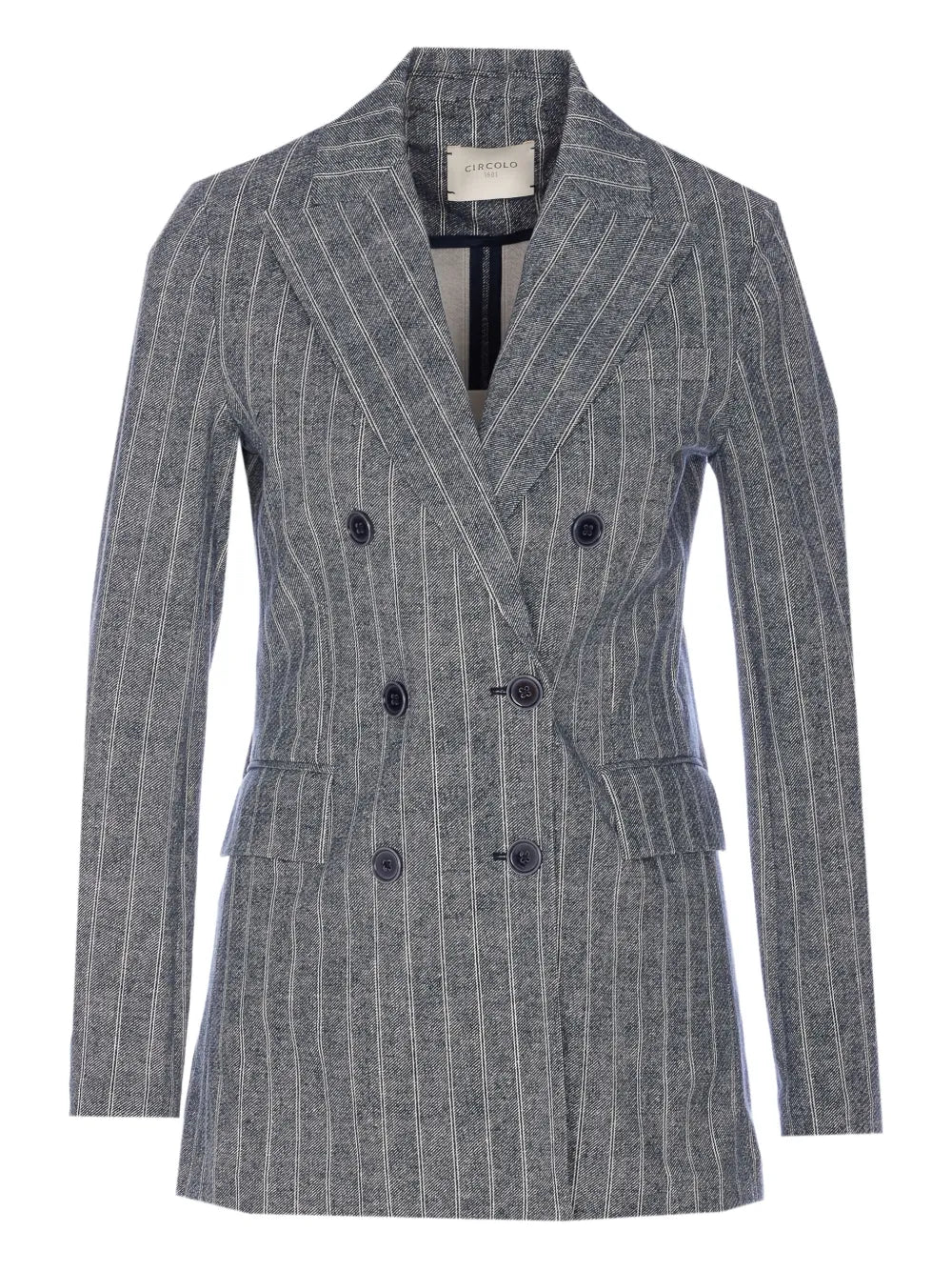 Pinstriped Double-Breasted Blazer