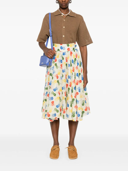 Flower Stamp Midi Dress