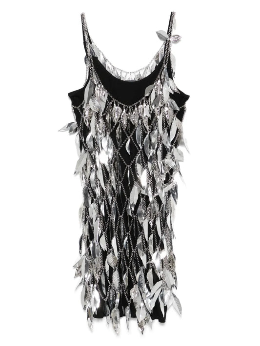 Metallic-Leaf Mini Dress
