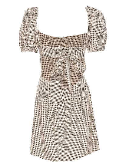 Puff-Sleeve Polka Dot Dress