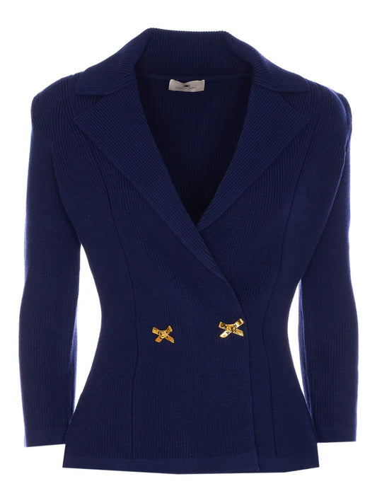 Ribbed Double-Breasted Blazer
