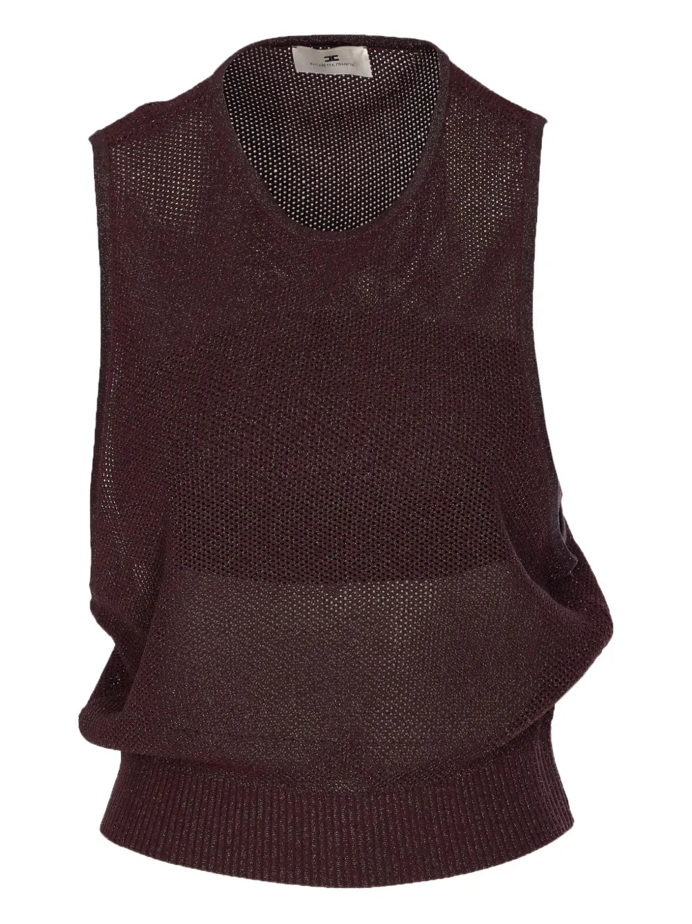 Mesh Sleeveless Top Draped Hem