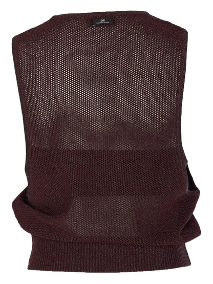 Mesh Sleeveless Top Draped Hem