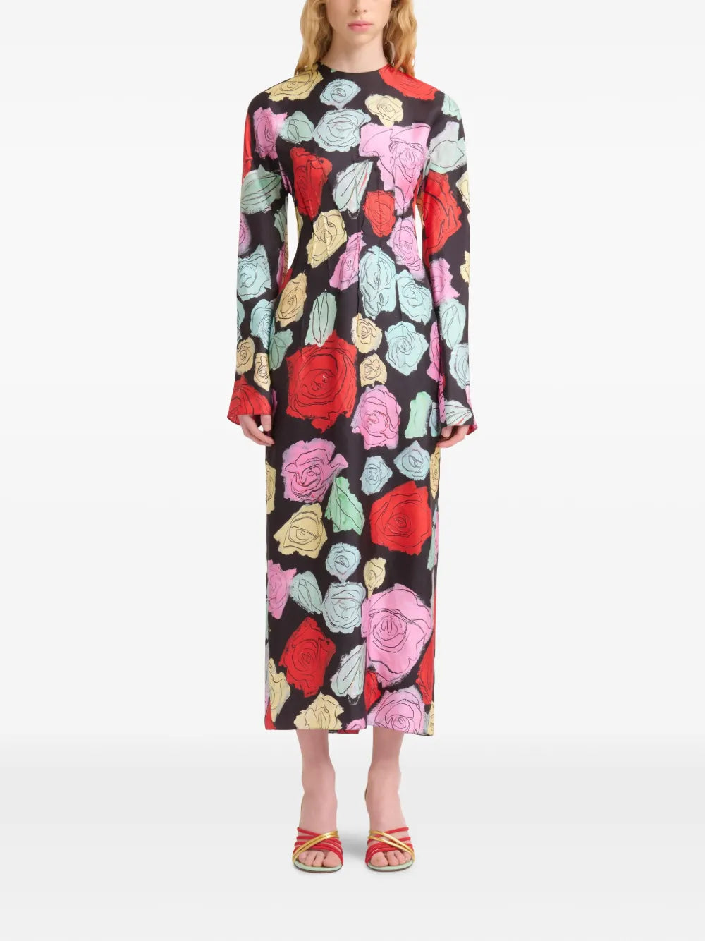 Floral-Print Long-Sleeve Dress