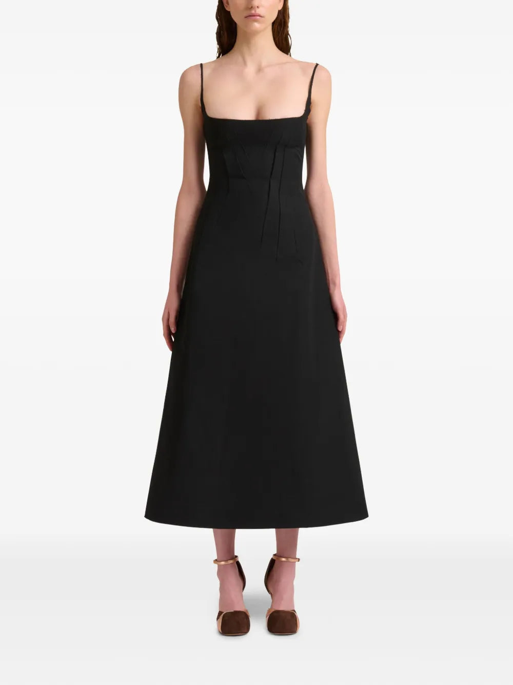 Pleat-Detailing Midi Dress