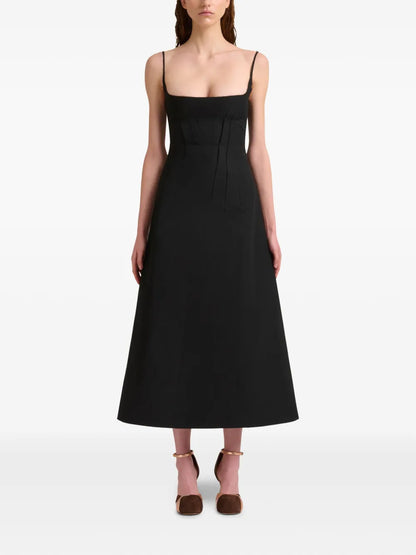 Pleat-Detailing Midi Dress