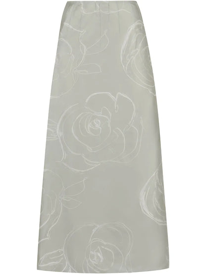 Floral-Print Midi Skirt