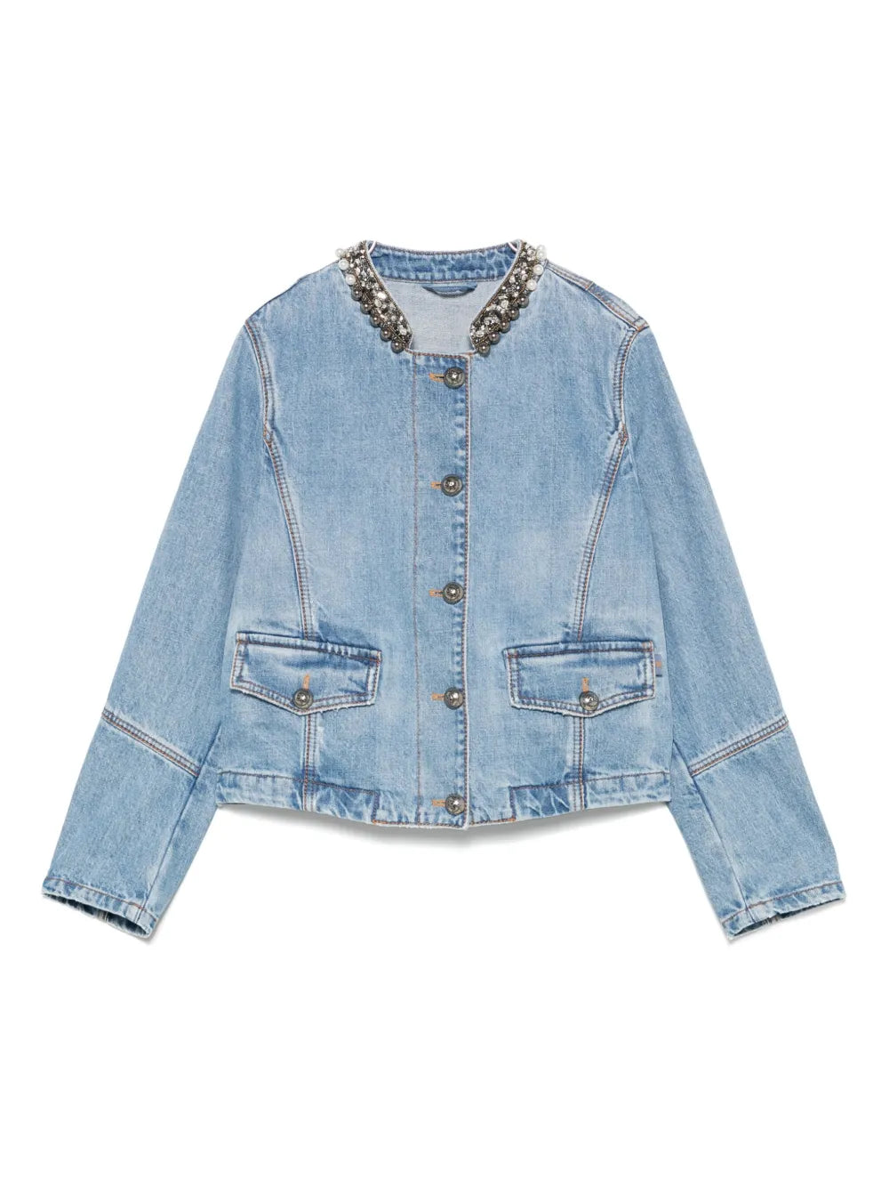 Crystal-Embellished Denim Jacket