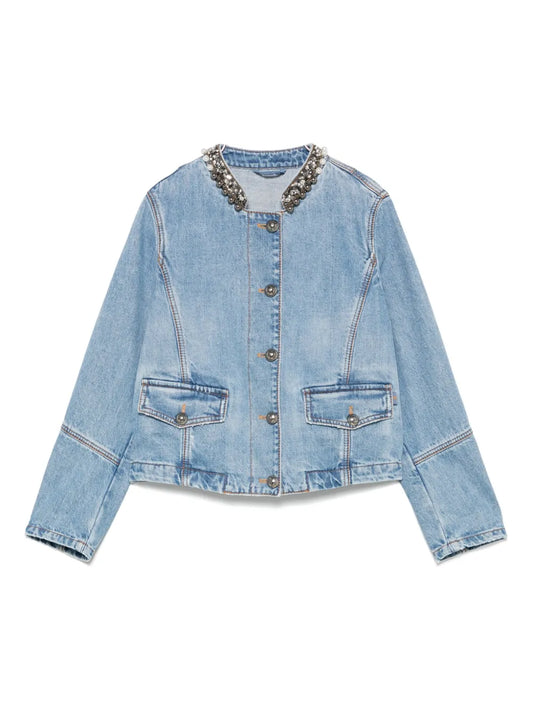 Crystal-Embellished Denim Jacket