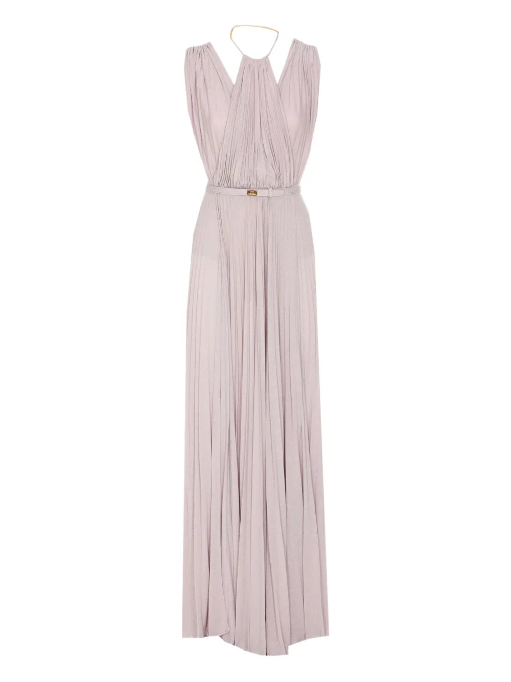 Pleated Maxi Dress With Halter Neckline