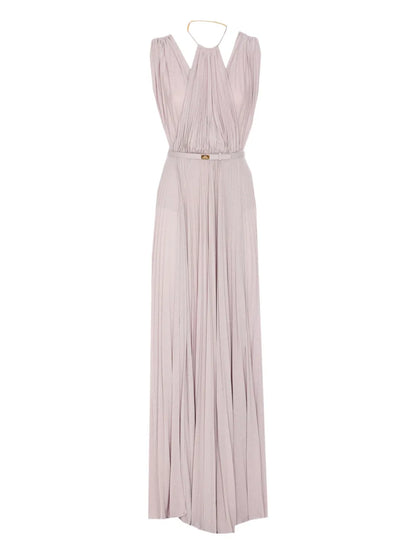 Pleated Maxi Dress With Halter Neckline