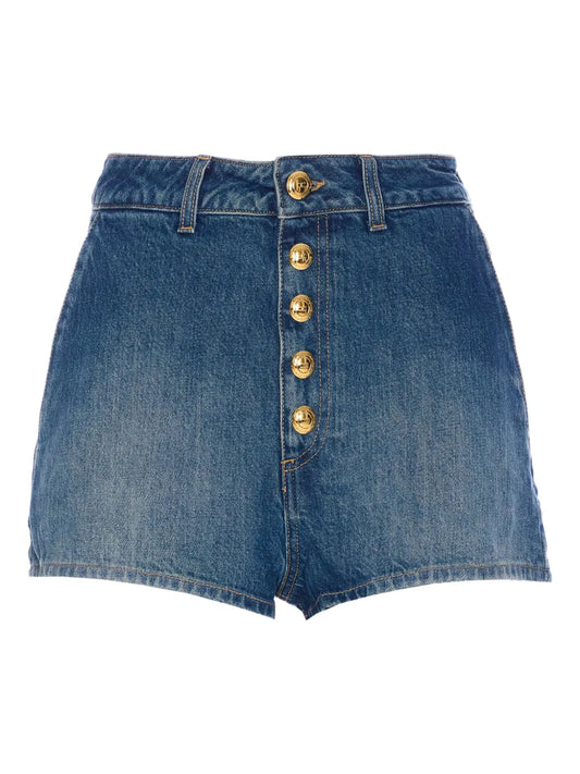 High-Waisted Button-Up Denim Shorts