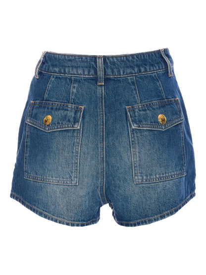 High-Waisted Button-Up Denim Shorts