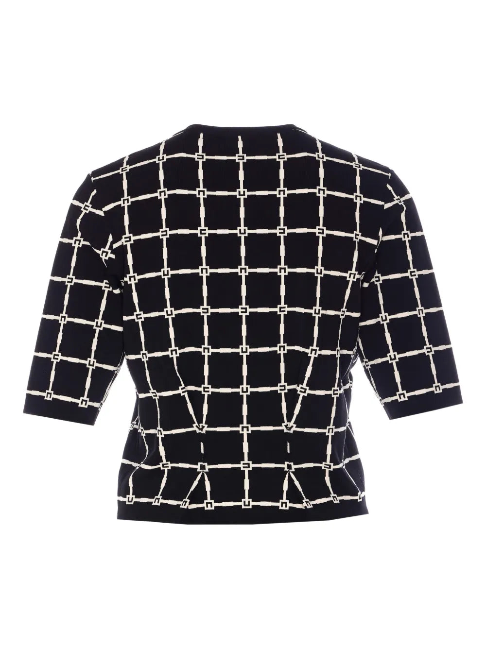 Grid-Patterned Double-Breasted Top