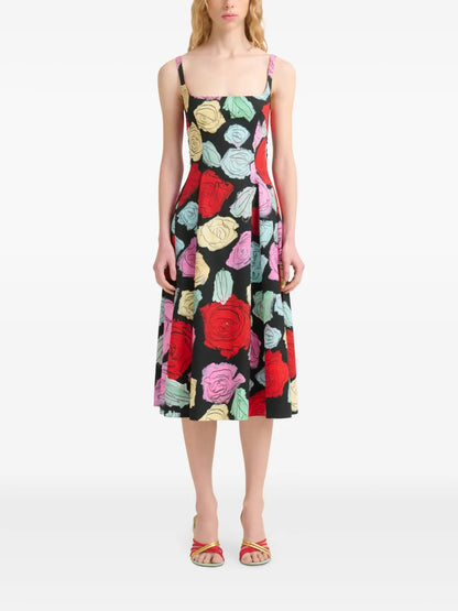Floral-Print A-Line Dress